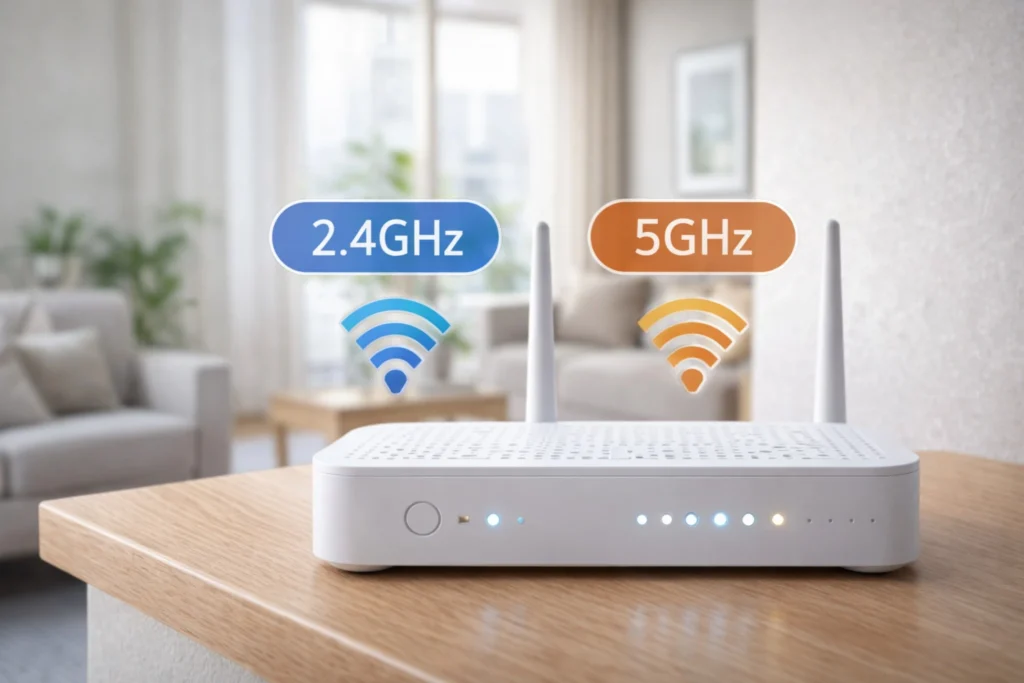 공유기 재부팅과 초기화 차이를 설명하는 이미지로 공유기 전원 케이블을 분리하는 모습과 공유기 리셋 버튼을 누르는 장면